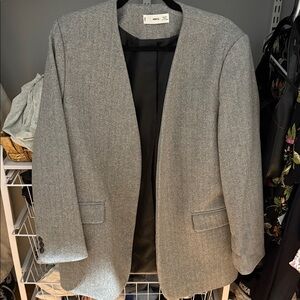 Mango Light Gray Open Front Blazer- EUC